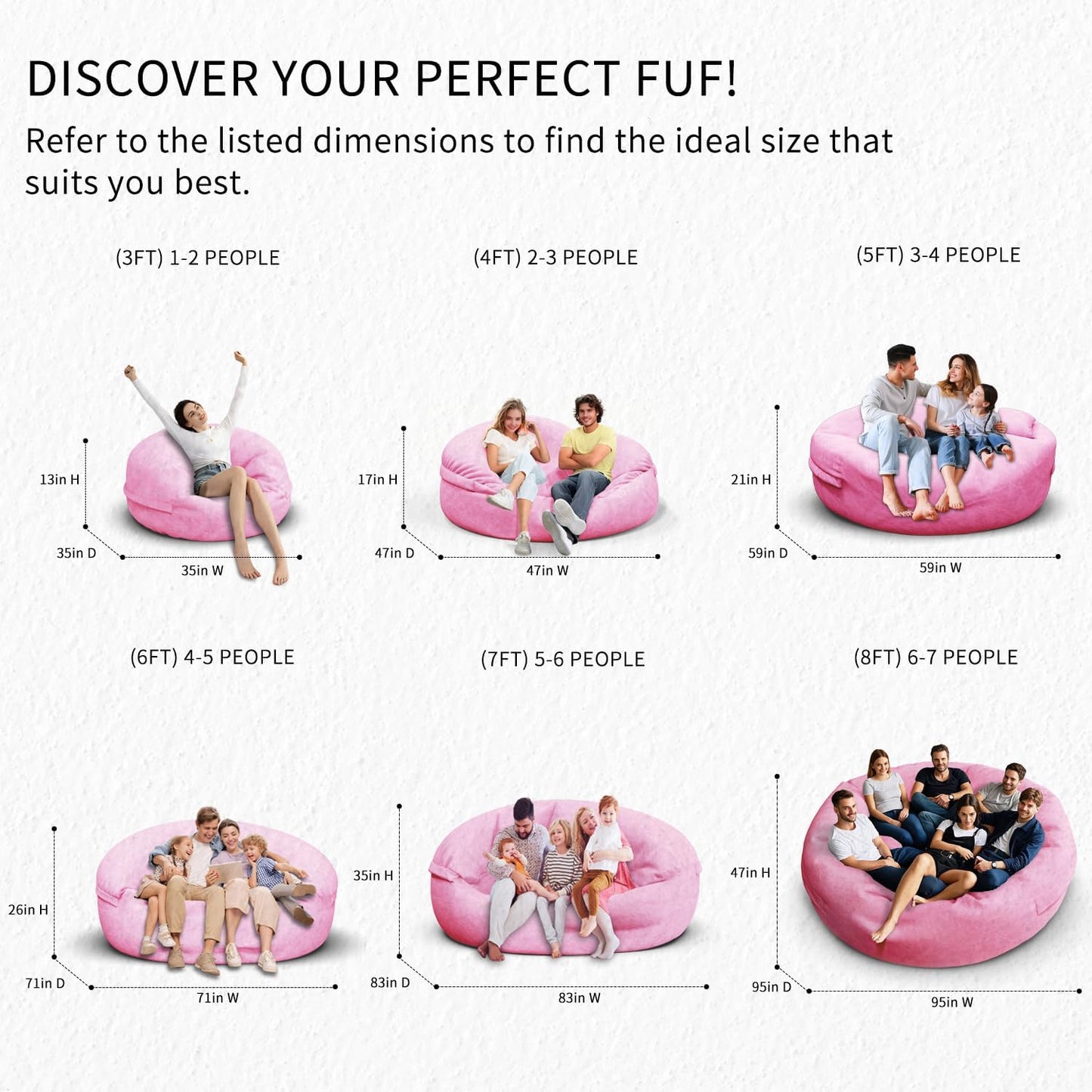 Bean Bag Chair for Adults 4FT,Soft Removable Cover for Teens/Girls Bedroom,Fluffy Giant Round Floor Beanbag Lounger Chairs (No Filler,Pink)