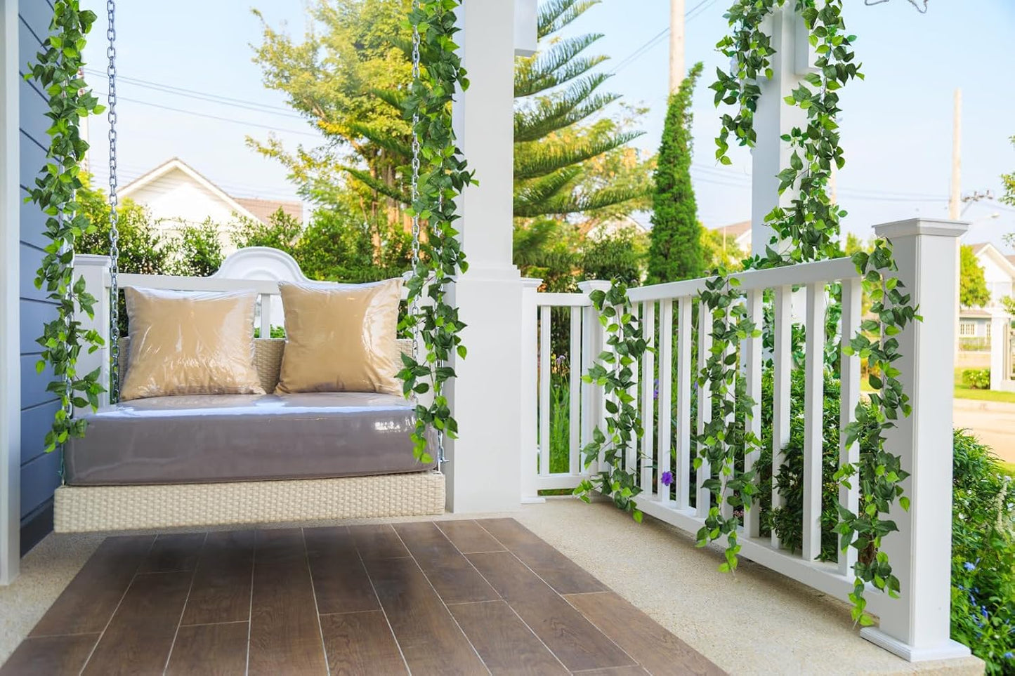 RECUTMS Artificial Vines Ivy Garland 3Pcs 6.3Ft Fake Green Leaves Ivy Garland Faux Hanging Plants Greenery Decor Artificial Vines for Home Outdoor Indoor Home Wall Garden Table Wedding Room Decor