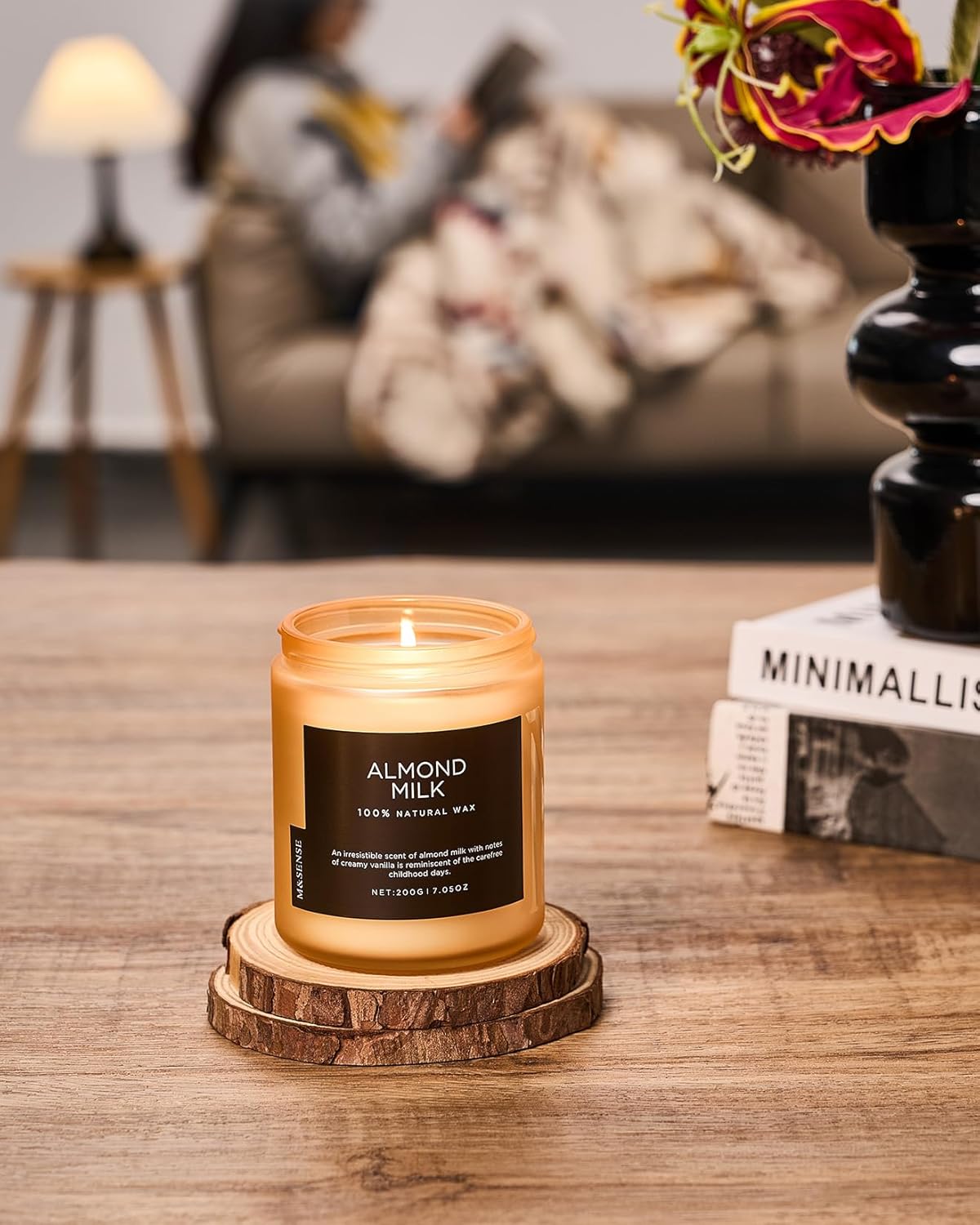 M&SENSE Creamy Vanilla Scented Candle, Clean Non Toxic for Women Teacher Friends, 7.05oz 50 Hours Bunr Time for Holiday Gifts, Single Wick Soy Wax Clean Candle Home Sweet for Housewarming