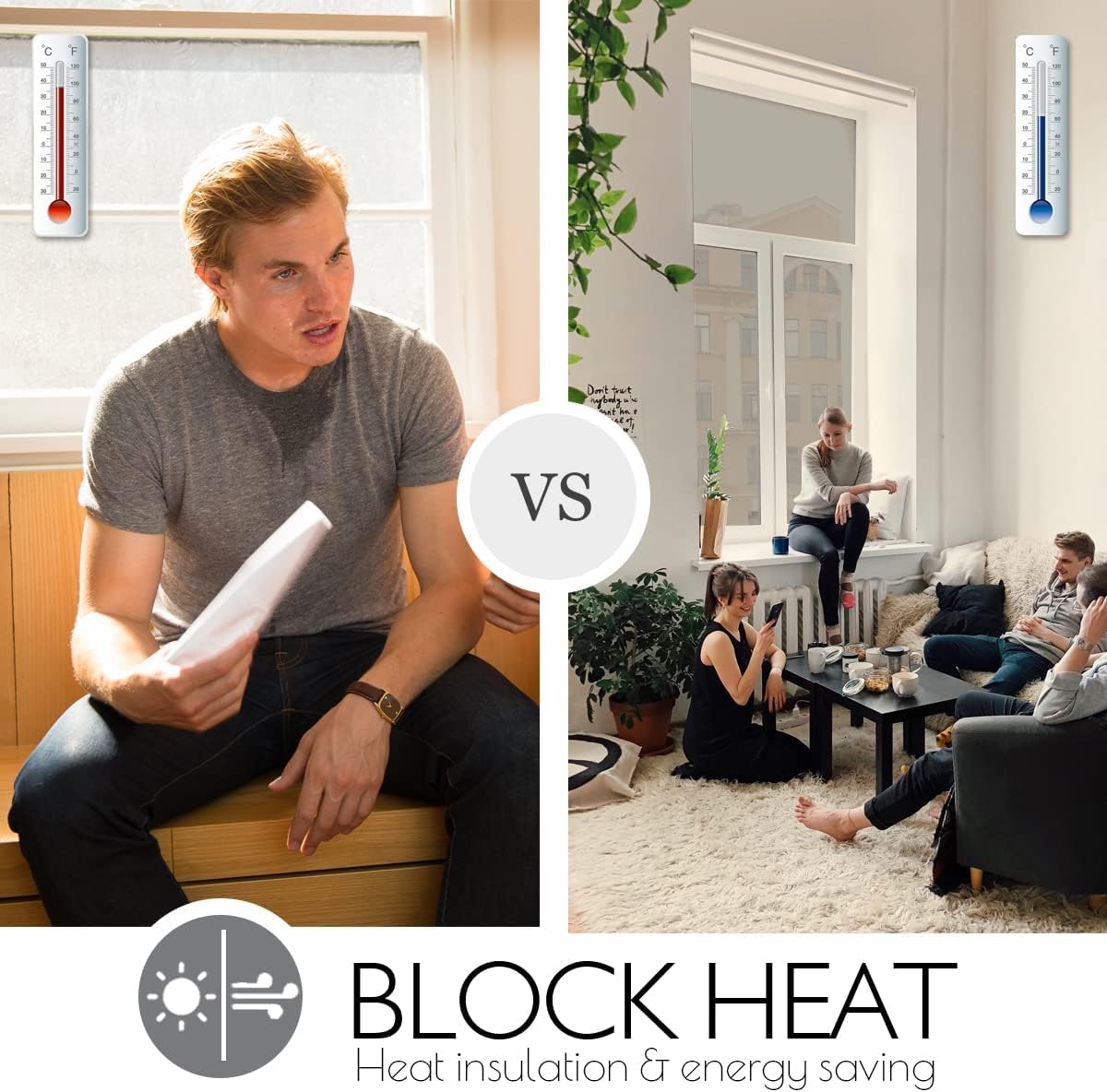 HIDBEA One Way Privacy Window Film, Daytime Mirror Reflective Heat Control UV Sun Blocking Non-Adhesive Static Cling Window Tint for Home and Office(Black-Silver, 41.3 Inch x 13.1 Feet)