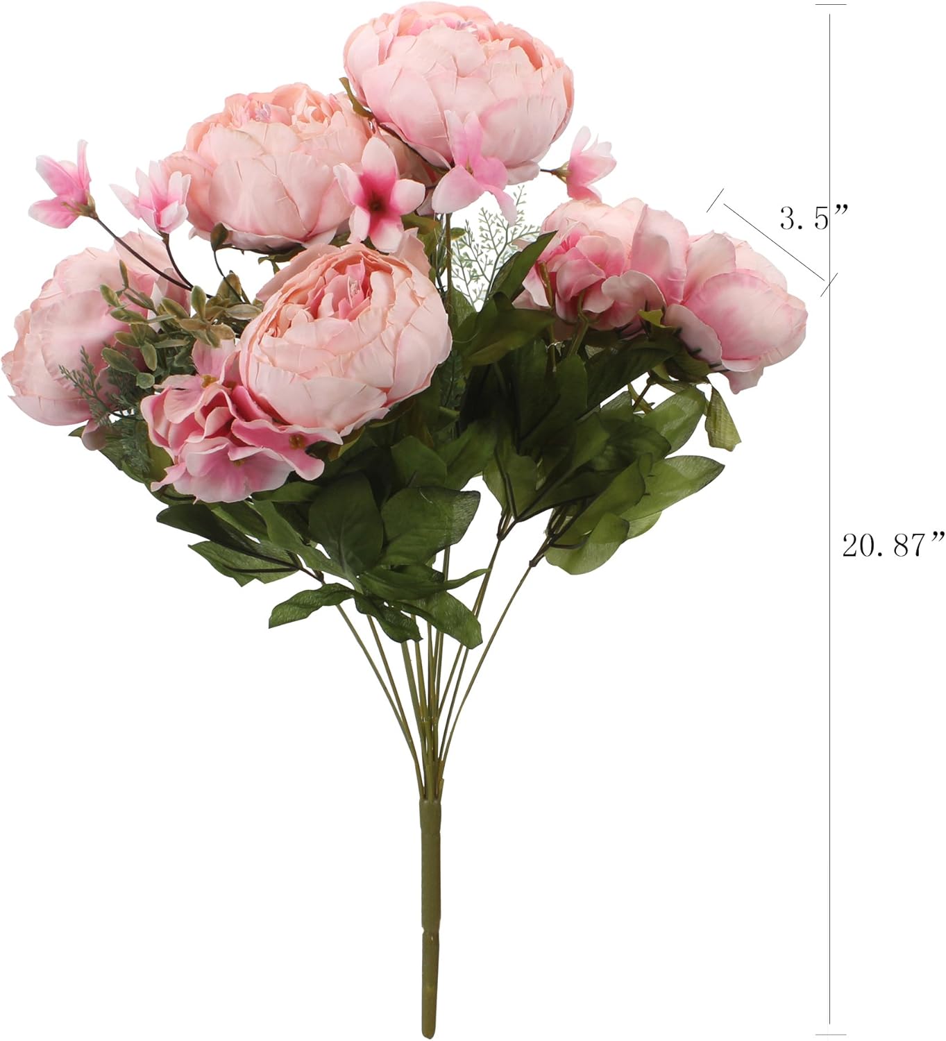 Duovlo Springs Flowers Artificial Silk Peony Bouquets Wedding Home Decoration,Pack of 1 (Spring Light Pink)
