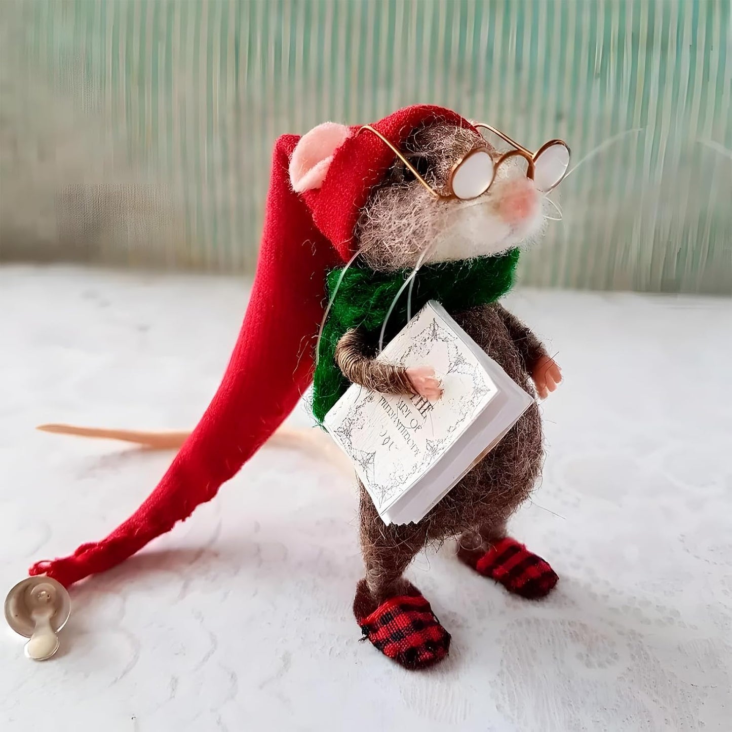 Felted Mouse, Cute Miniature Dollhouse Felt Mouse Ornament, Felt Wool Mice Figurine for Holiday Decor, Needle Felted Mouse Doll Decorations Festival Statue (Halloween)