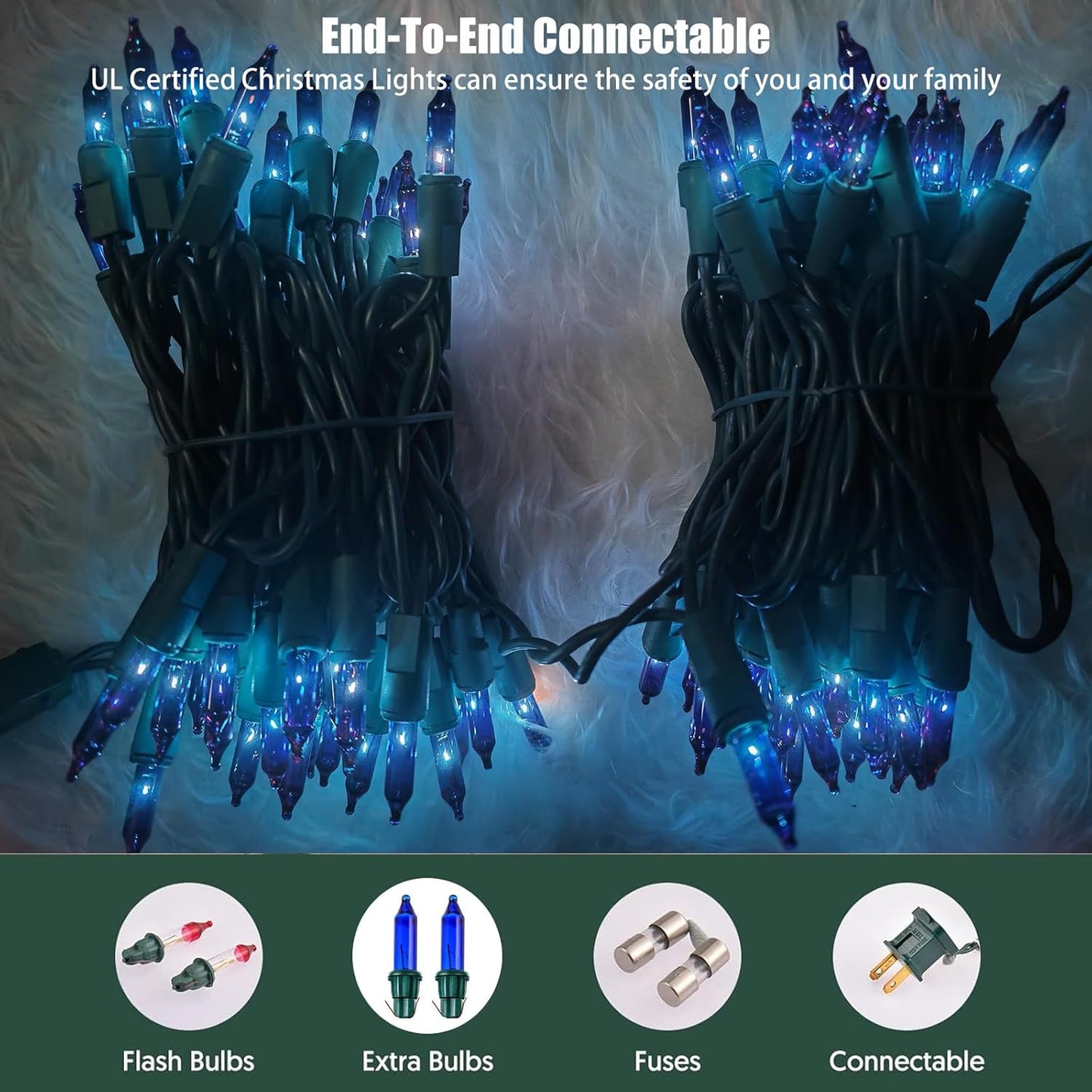 HISHINY Christmas Lights 100 Count Blue Christmas Tree String Lights with Green Wire for Outdoor Indoor Christmas Decorations Wedding Decorations Valentines Day Decor,UL Certified (21feet)