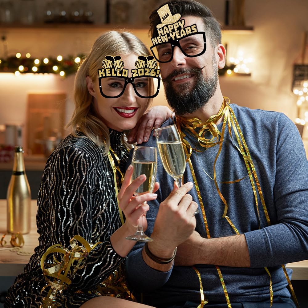 Happy New Year’s Eve Glasses 2026 - Pack Of 12 | New Year’s Eve Party Supplies 2026 | Happy New Year Glasses 2026, Happy New Year Decorations 2026 | New Year’s Glasses, New Year’s Eve Decorations
