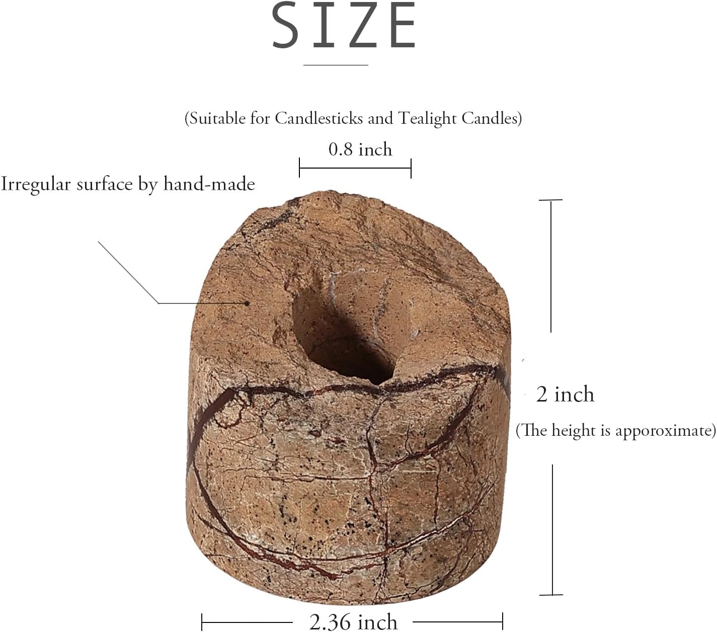 Travertine Candle Holder - Handmade Marble Candlestick Holder for Taper Candle - Vintage Small Stone Candle Sticks Holder Decor for Table Centerpieces, Wedding, Party, Fits 3/4 Inch Thick Candle