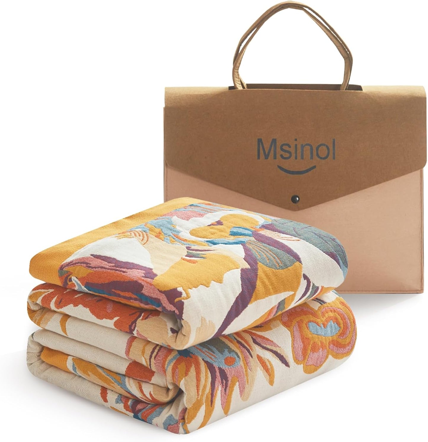 Floral Blanket Breathable Luxury Throw Rustic Quilt Lightweight Cotton Bedspread Multifunctional Blanket for Sofa Couch Chair (80"x90",02-Colorful Flowers)