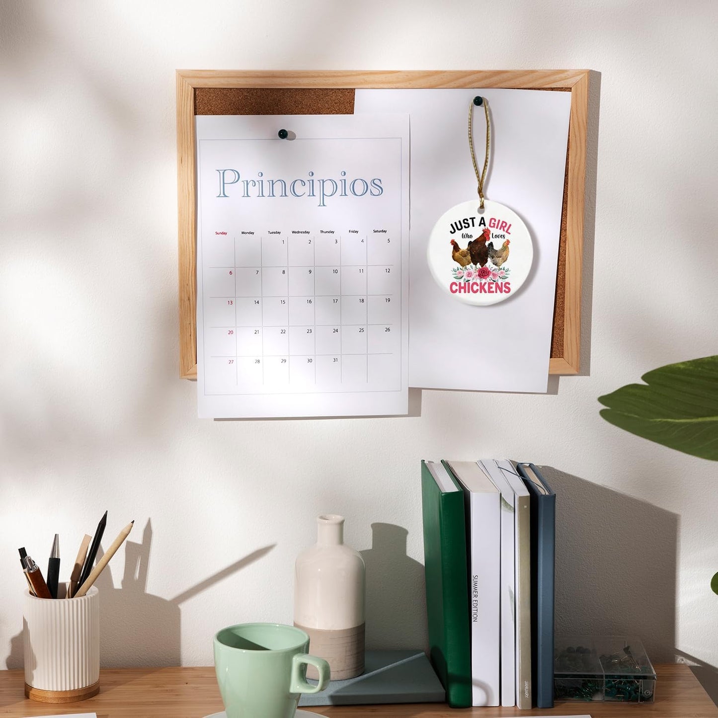 Christmas Chicken Ornaments, Chicken Gifts for Girls Chicken Lovers Women, Chicken Mom Lady Gifts, Just a Girl Who Loves Chickens Ceramic Christmas Xmas Ornament Keepsake Decorations