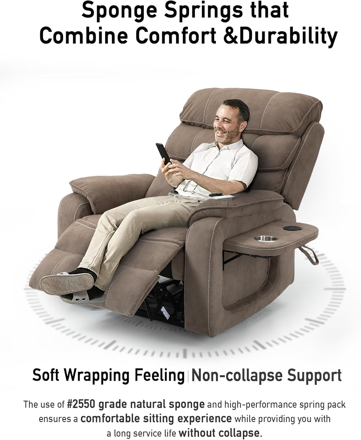 Large Power Lift Chairs Recliners for Elderly with Heated and Massage, Upgraded Dual Motor Lay Flat Recliners, 25in Extra Wide Seat, Folding Tablet, Side Pocket