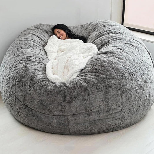 Big Huge Giant Bean Bag Chair for Adults, (No Filler) Bean Bag Chairs in Multiple Sizes and Colors Giant Foam-Filled Furniture - Machine Washable Covers, Double Stitched Seams (Gray 1,6FT)