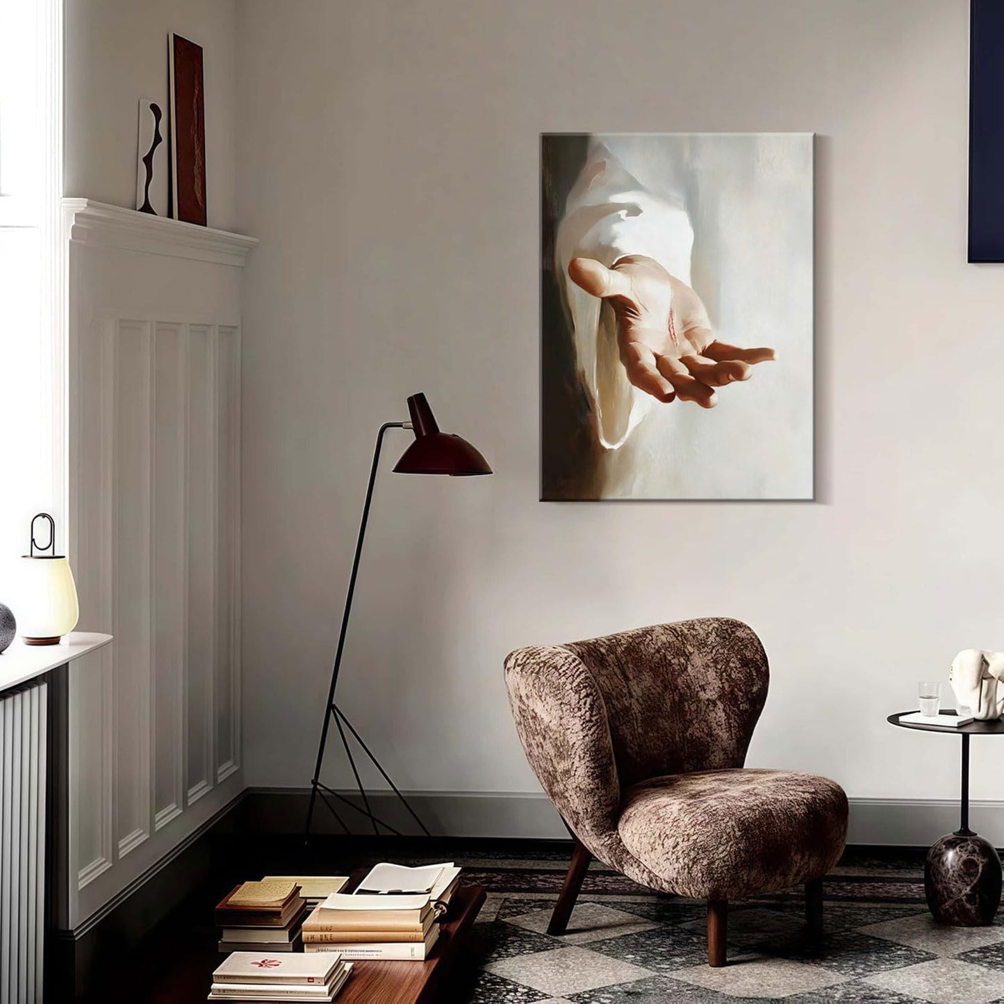 Framed Canvas Jesus Hands Wall Decor Wall Art Gallery Decor Unique Print Wall Decor for Living Room Bedroom Church Home Decor 16x24 Inch Ready to Hang