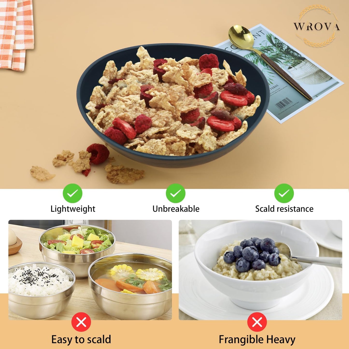 65oz Large Salad Bowls Black - Wheat Straw Salad bowls Set of 4 - Unbreakable Salad Bowls Dishware & Microwave Safe - BPA Free Bowls for kitchen,camping