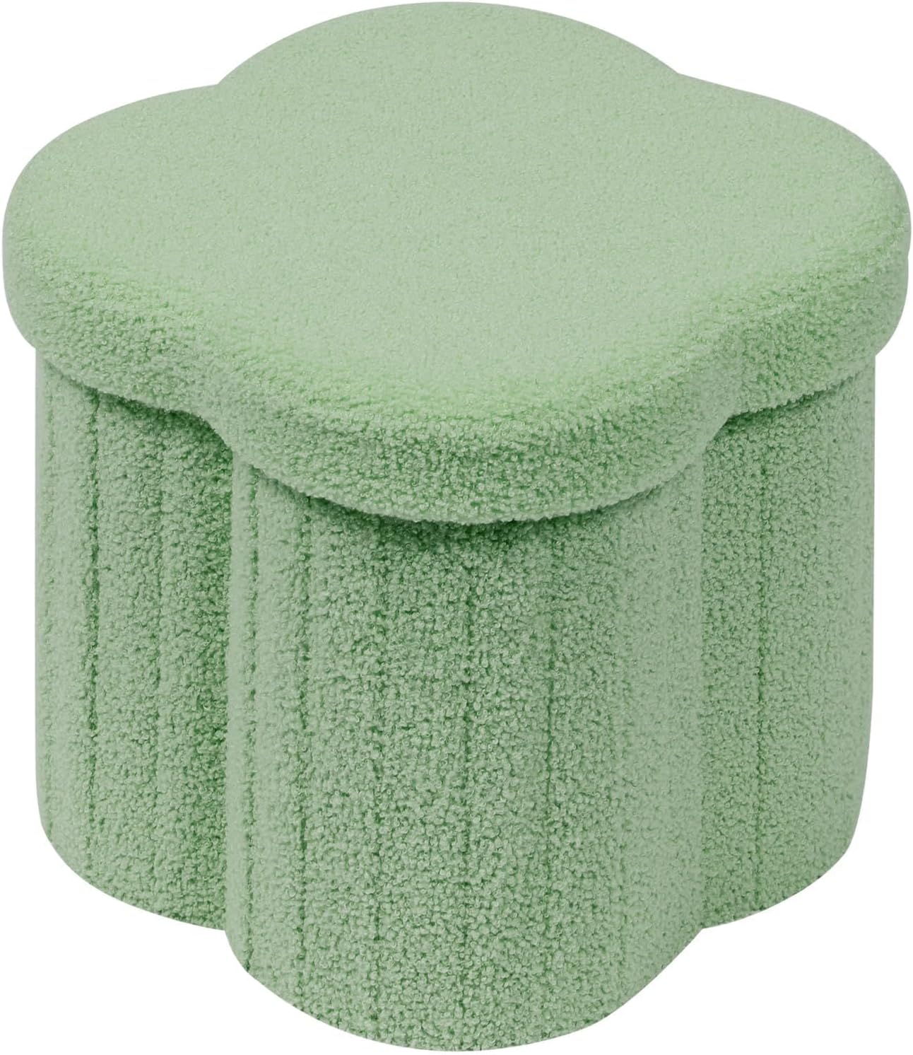 B FSOBEIIALEO Storage Ottoman Cube, Flowers Shaped Ottomans with Storage Foot Stool Footrest for Lving Room, Boucle Ottoman Seat for Dorm Room,Faux Teddy Fur, Green 12.6"x12.6"x12.6"