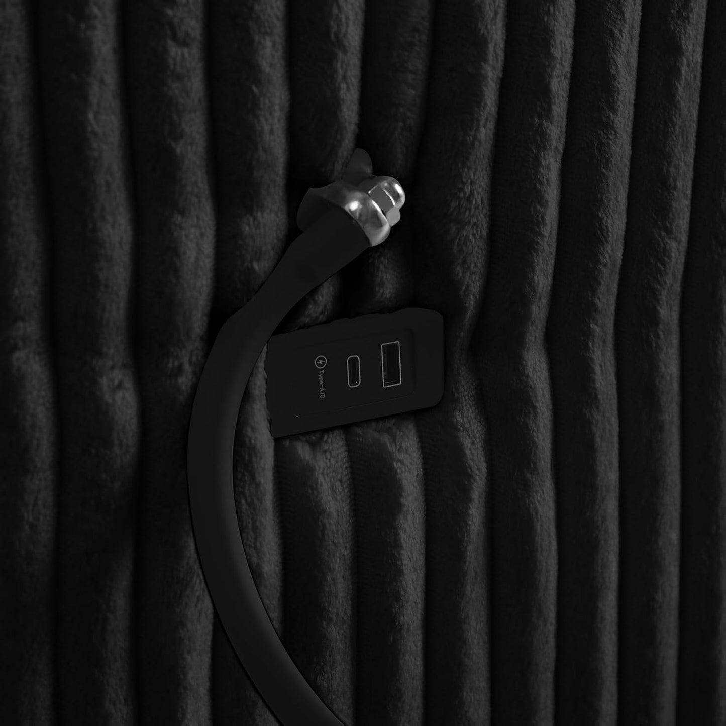 Modular Sectional Sofa Couch, Plush Corduroy Fabric Sectional Couches for Living Room with USB Charging Ports, Phone Holders, and Multi-Functional Storage Armrests (Black, 3set+1ottoman)