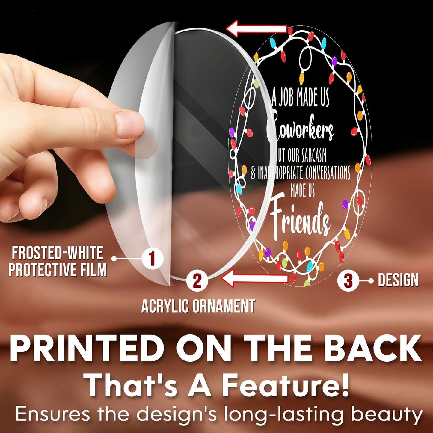 HEXMOZ Coworker Ornament - Christmas Coworkers Gifts for Work Besties, Work Friends - White Elephant, Funny Secret Santa Office Ideas for Women, Men - Acrylic Ornament 2025 Decoration