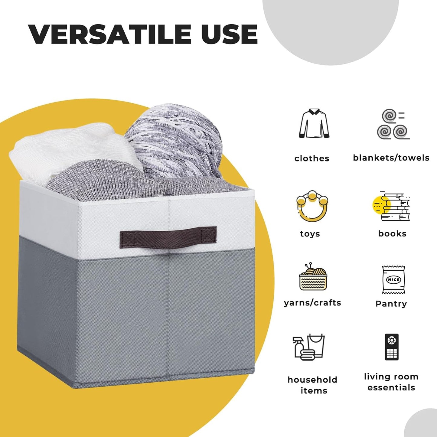 Criusia Large Storage Cubes -6 Set Closet Organizers Bins for Clothes -13 inch Fabric Storage Baskets for Shelves, Cube Organizer/ Toy Storage Organizer/ Dorm Room Essentials/ House warming Gift