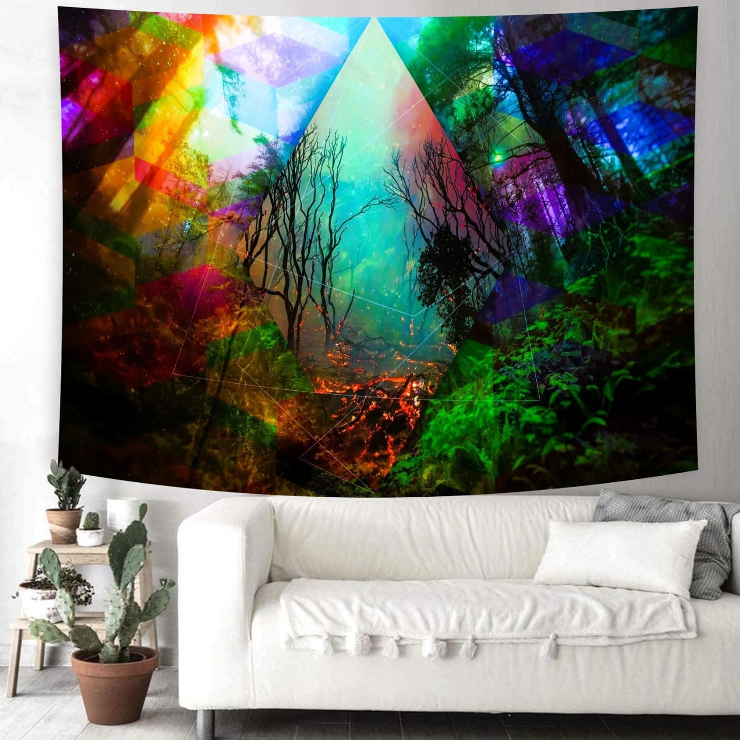 Delur Forest Tapestry Tree of Life Tropical Rainforest Tapestry Wall Hanging Colorful Nature Landscape Mystical Psychedelic Spiritual Headboard for Bedroom Living Room Home Decor (59.1" x 78.7")