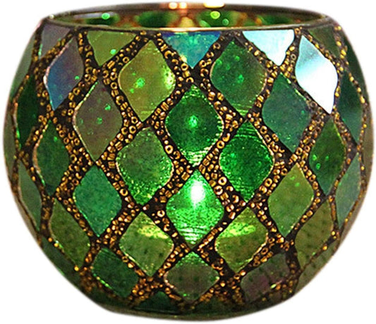 Votive Candle Holder Tea Lights - Glass Candle Holders, Mosaic Tealight Candle Holder, Candle Jar Cup for Wedding Centerpiece Party Table Decorations, Valentines Day Decor