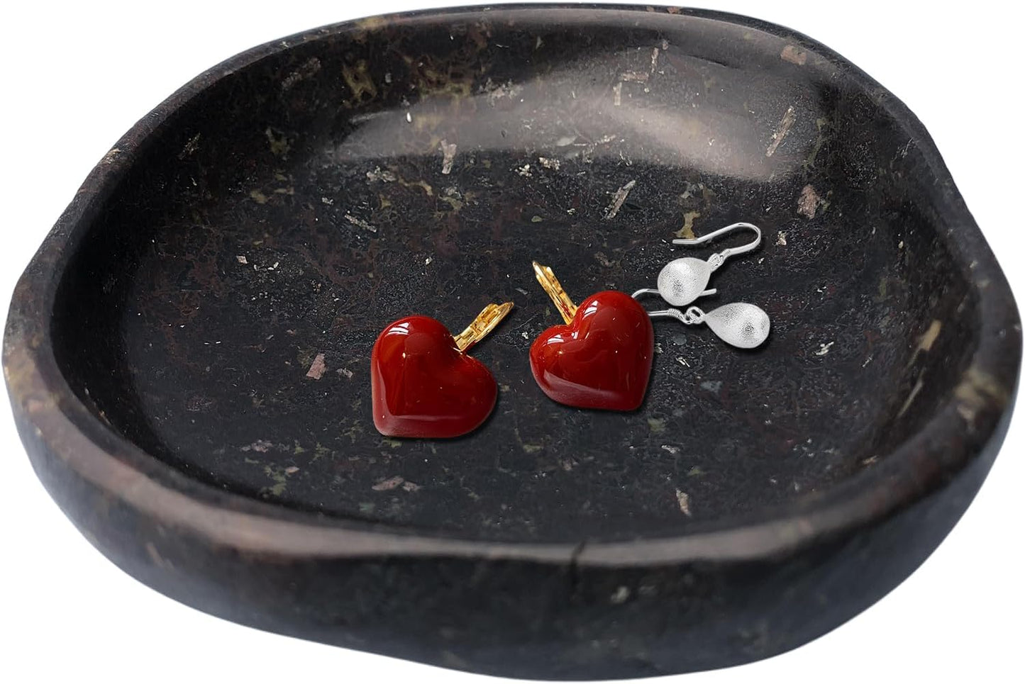 Handmade Decorative Bowl - Natural River Stone Pebble Artisan Crafted Serving Dish | 4-6 Inch Unique Decorative Tray for Home Centerpiece, Jewelry Holder (black)