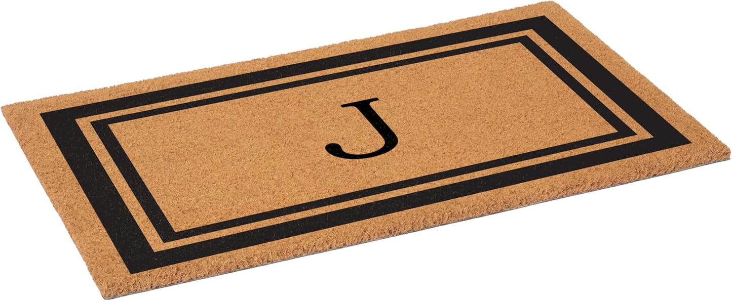Calloway Mills 152963048J Black Border 30" x 48" Monogram Doormat Letter (J)
