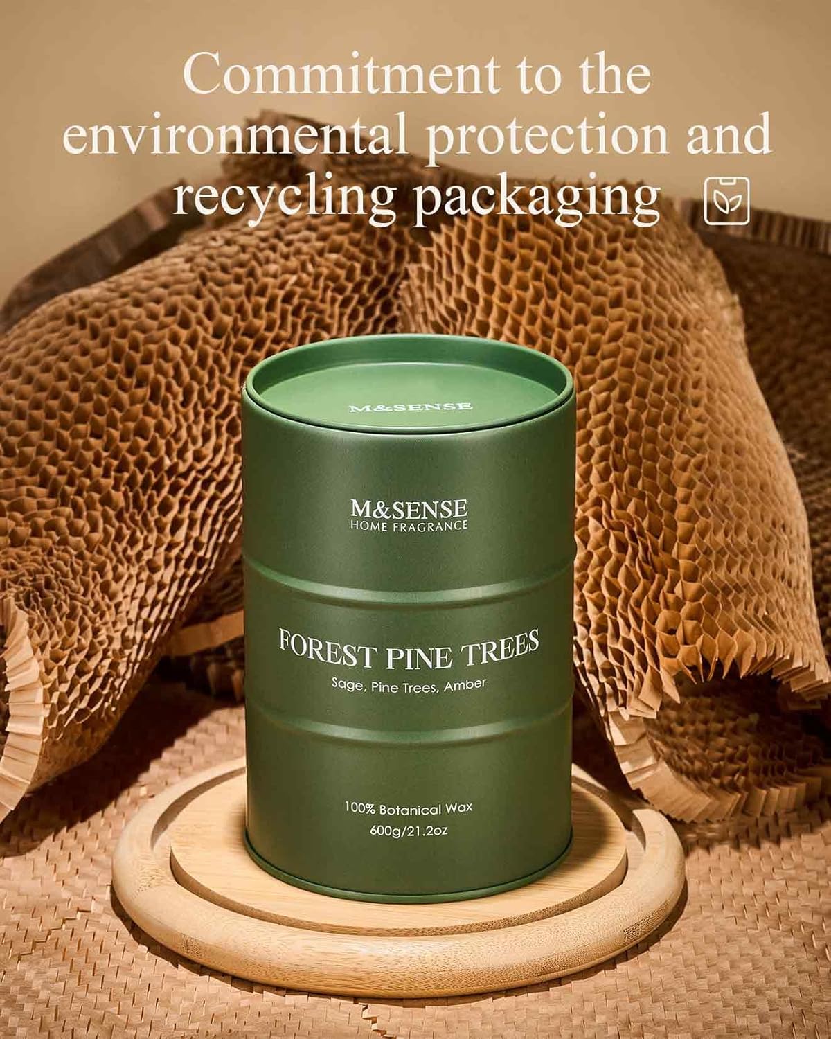 M&SENSE Frosted Pine Scented Candles Large, Natural Soy Candles 21.2oz 120 Hour Slow Burning,Aromatherapy Candle for Stress Relief Meditation Relaxing