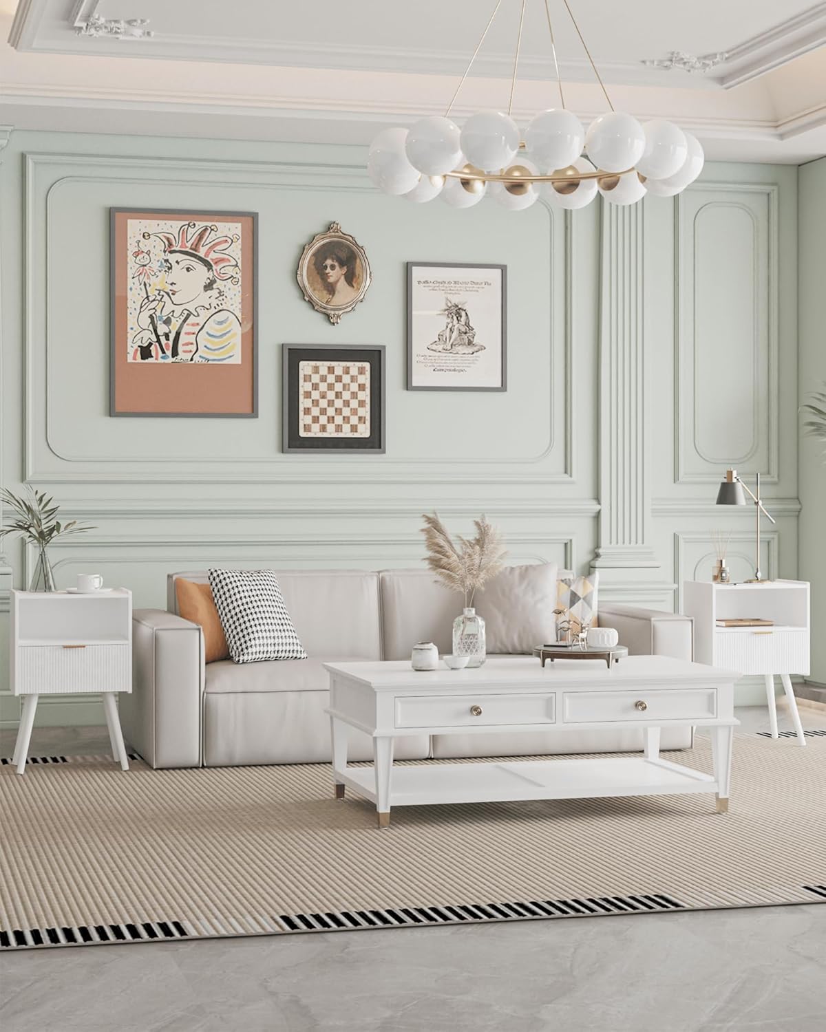 Nightstand,Modern Bedside Table with Storage Drawer and Open Wood Shelf, Accent Night Stand with Solid Wood Legs for Living Room, Bedroom and Small Spaces,Easy Assembly (White)