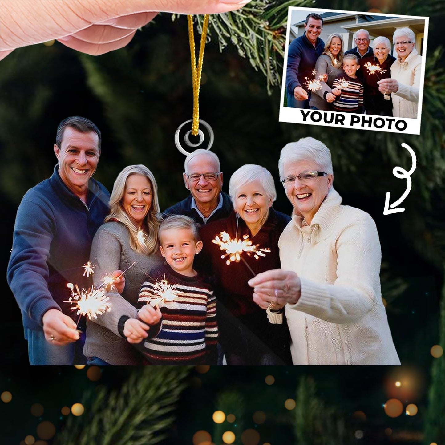 DOPTIKA Acrylic 2D Personalized Photo Ornament, Christmas Ornaments 2025, Birthday Gifts for Mom Dad, Family Ornament for Christmas Tree, Custom Photo Gifts for Family