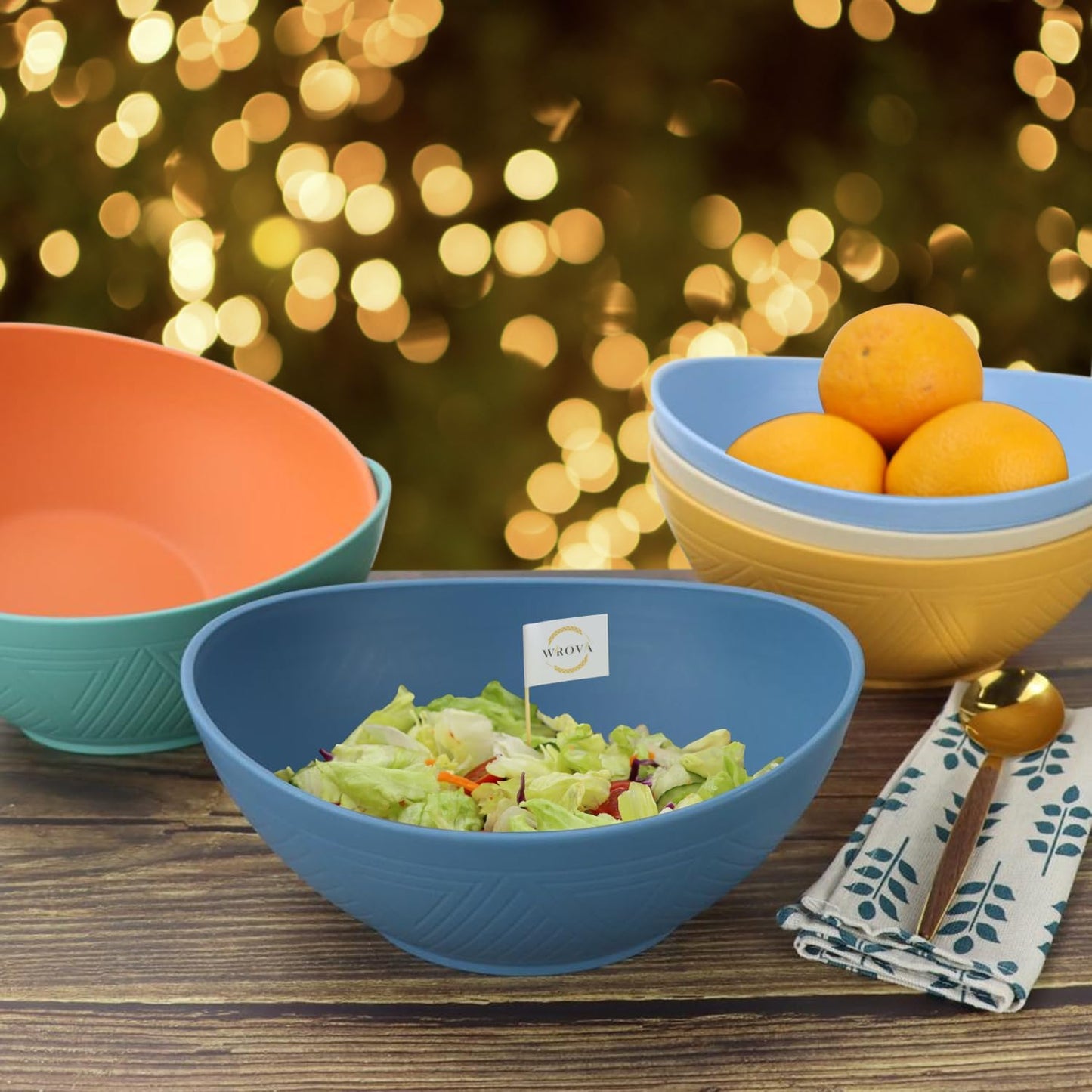 65oz Big Salad Bowls - Large Wheat Straw Bowls set of 6 - Unbreakable Serving Bowls - Microwave & Dishwasher Safe Bowl for Cereal,Salad - Vibrant Series