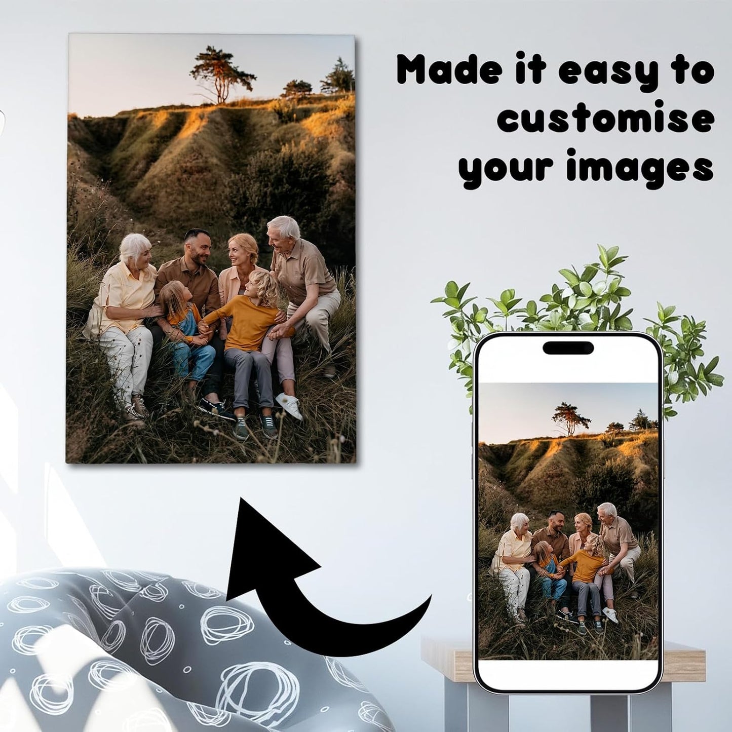 Canvas Prints With Your Photos, Custom Poster On Canvas Customized Canvas Prints with Your Photos Gift for Living Room, Bedroom, Friend，Lover, Wedding Pet Baby Family Photo Framed Wall Art 20×30