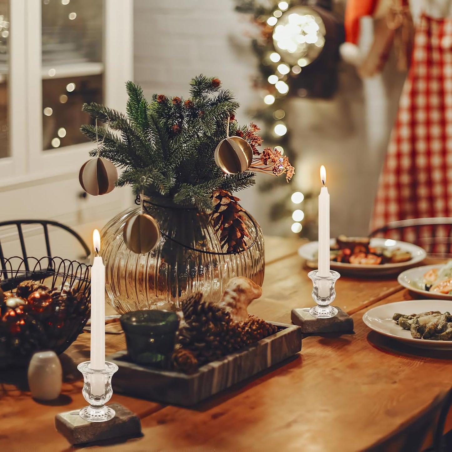 Glass Candle Holders Set of 24- Clear Candlestick Holders & Taper Candle Holders for Wedding Centerpiece Table Decorations, Valentines Day Decor, Party and Romantic Dinner