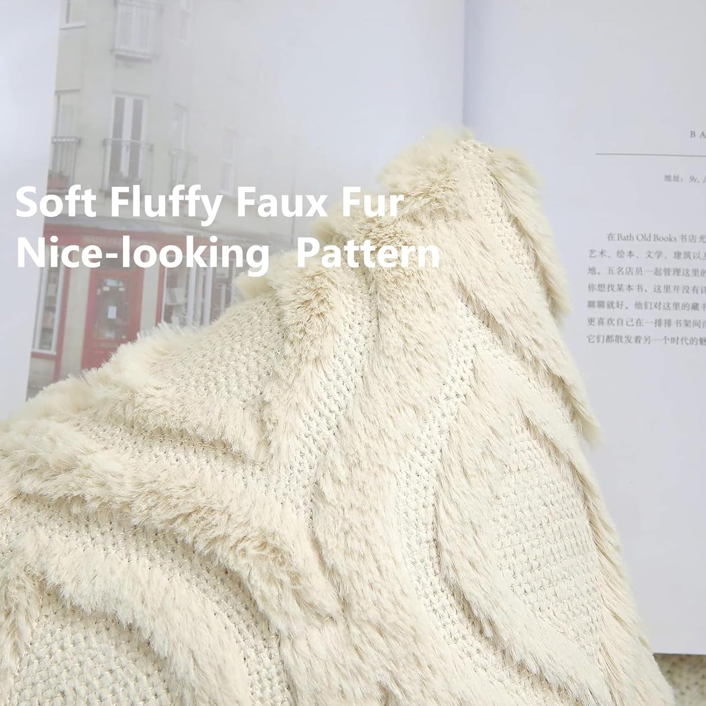 decorUhome Fall Throw Pillow Covers 18x18 Inch Set of 2, Soft Plush Decorative Faux Fur Beige Solid Couch Pillow Covers, Accent Farmhouse Neutral Square Euro Pillow Cases for Sofa Bed Living Room