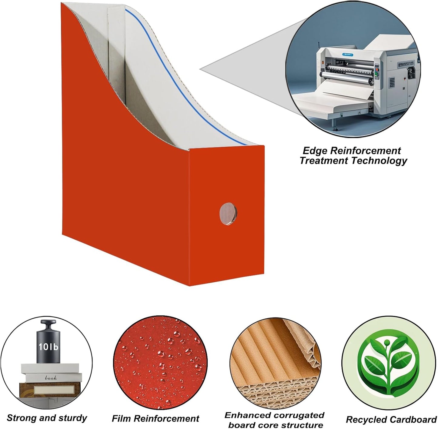 Cardboard Magazine Holder (24 Pack), Sturdy Book Bins for Classroom, Vertical File Folder Organizer, 10.6'' 10.2'' 3.5'' Inch Magazine Rack (Multi-Color, 24 Pack)