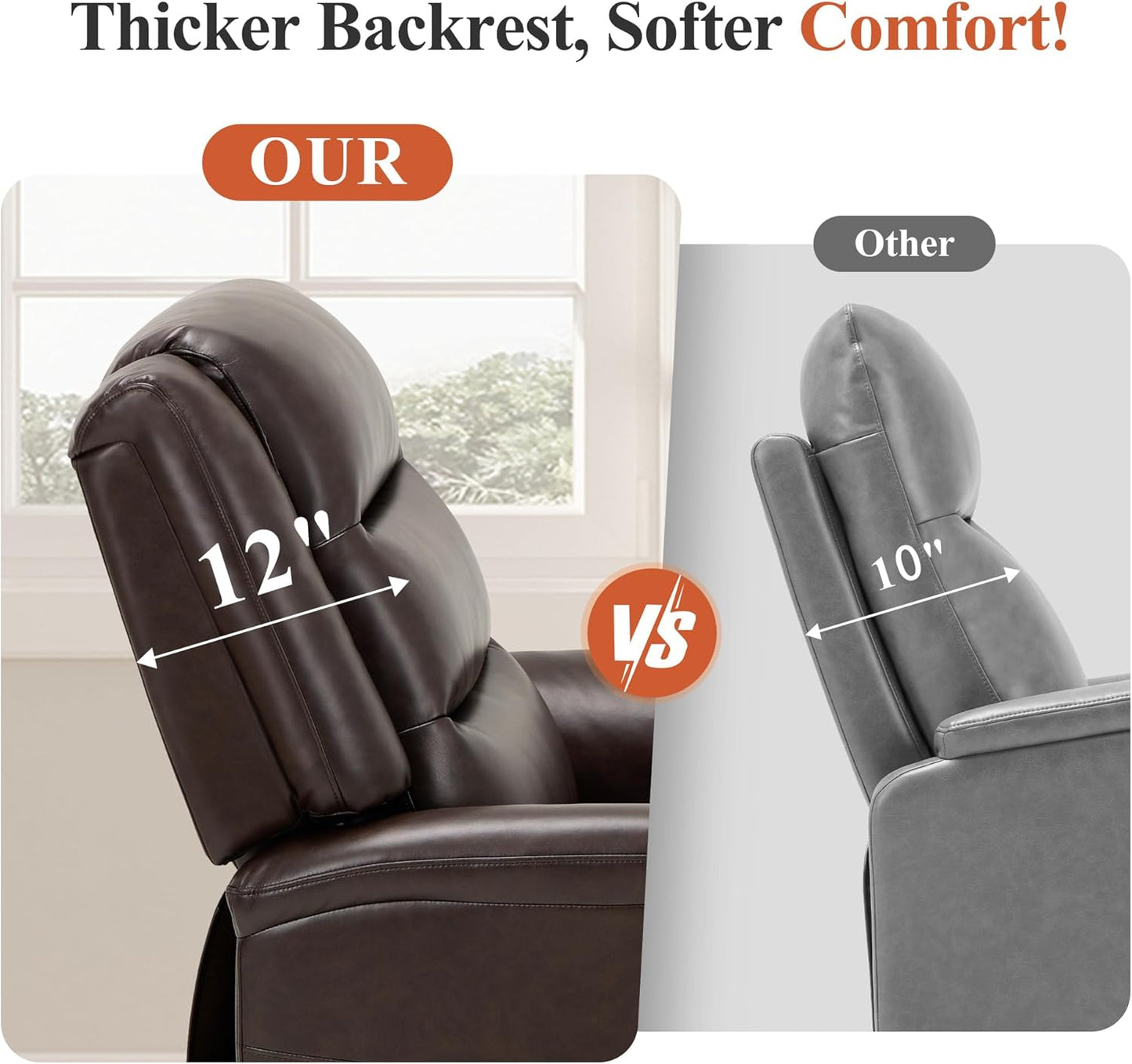 COLAMY PU Leather Electric Power Lift Chair,Lift Recliner Chair with Thick Cushioned Padding Backrest for Living Room, Office, Bedroom （Darkbrown）