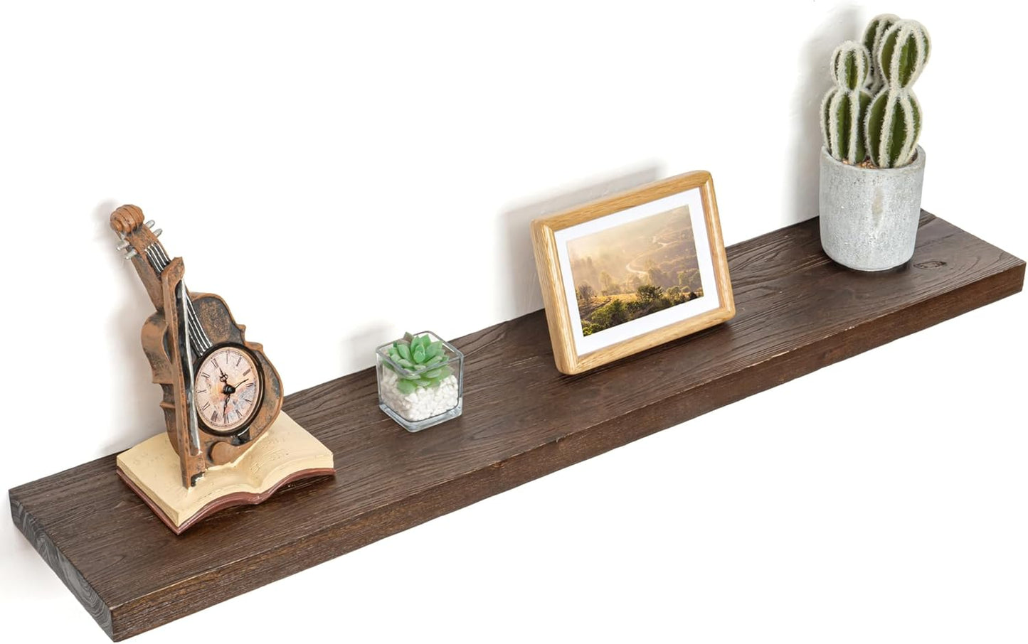Floating Shelves for Wall Decor, 8 Inch Deep Rustic Solid Elm Wood Floating Shelves Wall Mounted, Wall Shelves with Invisible Bracket for Living Room Bathroom Bedroom Kitchen, 40 Inch Set of 1, Walnut