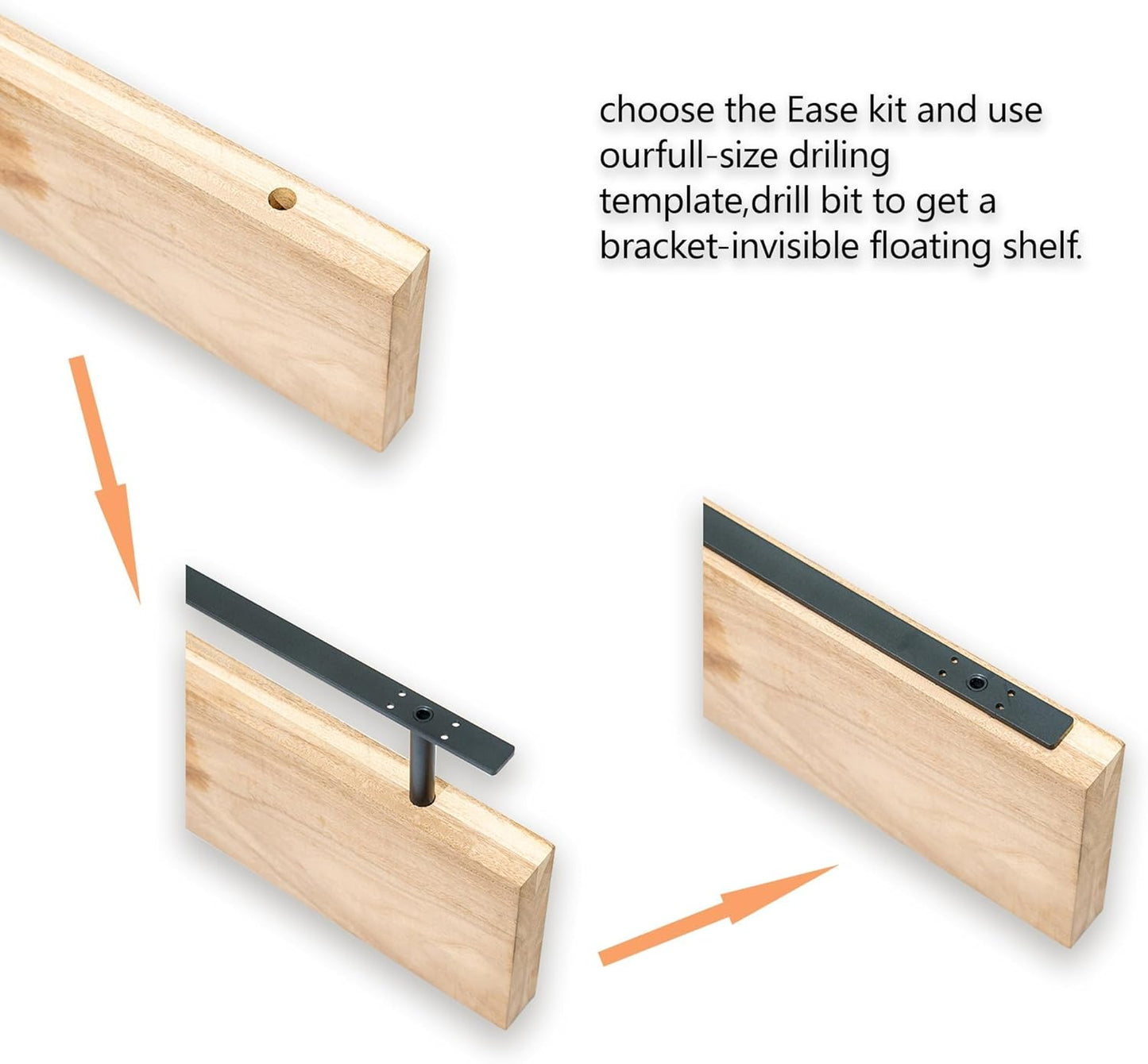 Hidden Shelf Brackets ， Floating Shelf Bracket (22 inch +Ease Kit （New）)