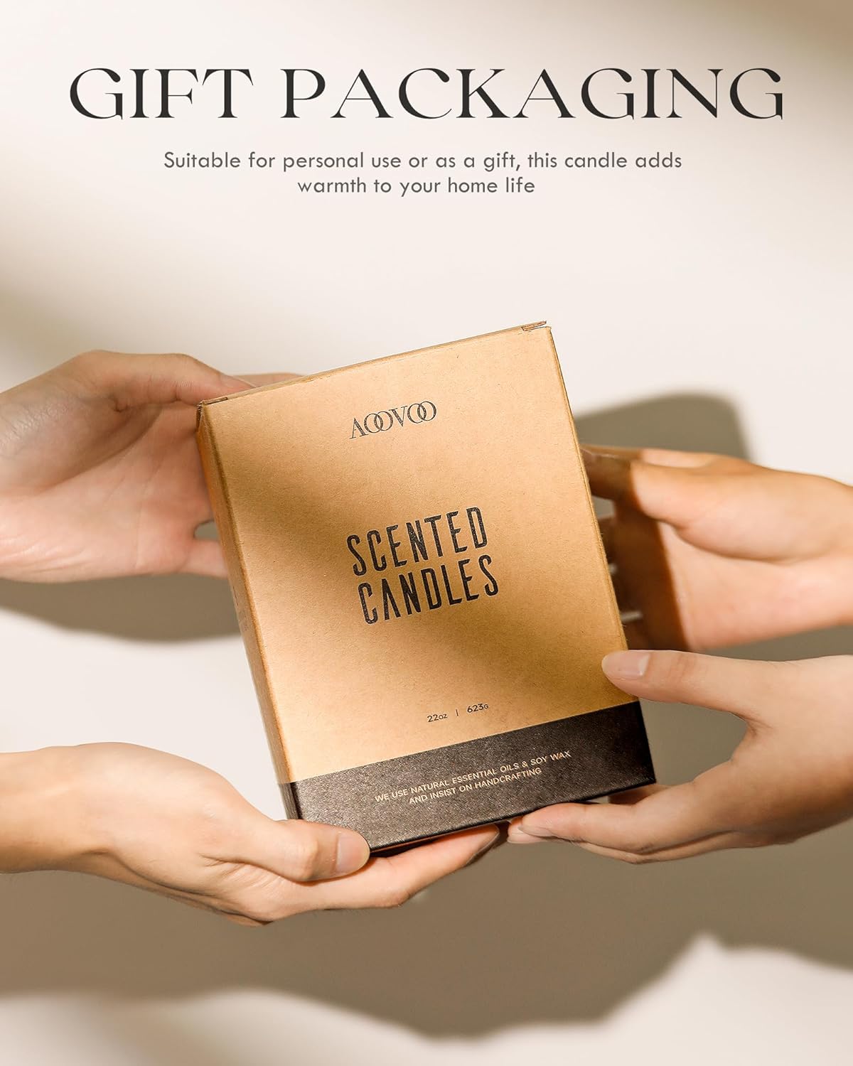 AOOVOO Sandalwood Oud Candle - Large Scented Candles 22oz, Soy Candles, Aromatherapy Candle, Soy Wax Candle