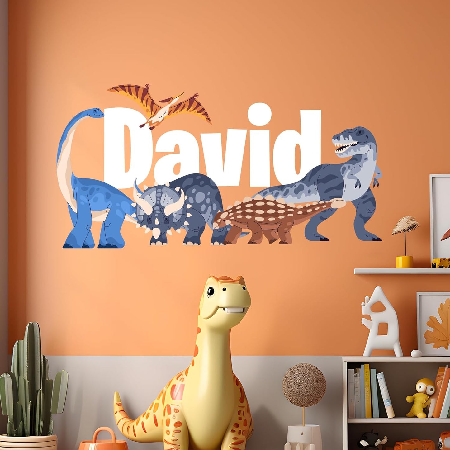 CRYPTONITE Custom Stickers Name for Dinosaur Decorations I Dinosaur Room Decor for Boys I Custom Vinyl Stickers for Dinosaur Wall Decor I Name Wall Decal for Bedroom Decor I Multiple Size Options