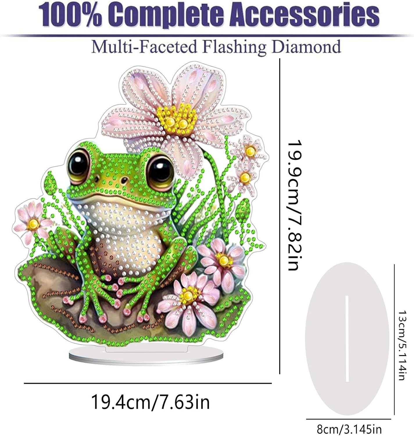 Diamond Painting Kits for Adults Beginners, 5D Full Drill Frog Crystal Art Desktop Ornament, DIY Single Sided Home Office Desk Decor, Creative Craft Gift Set with Tools