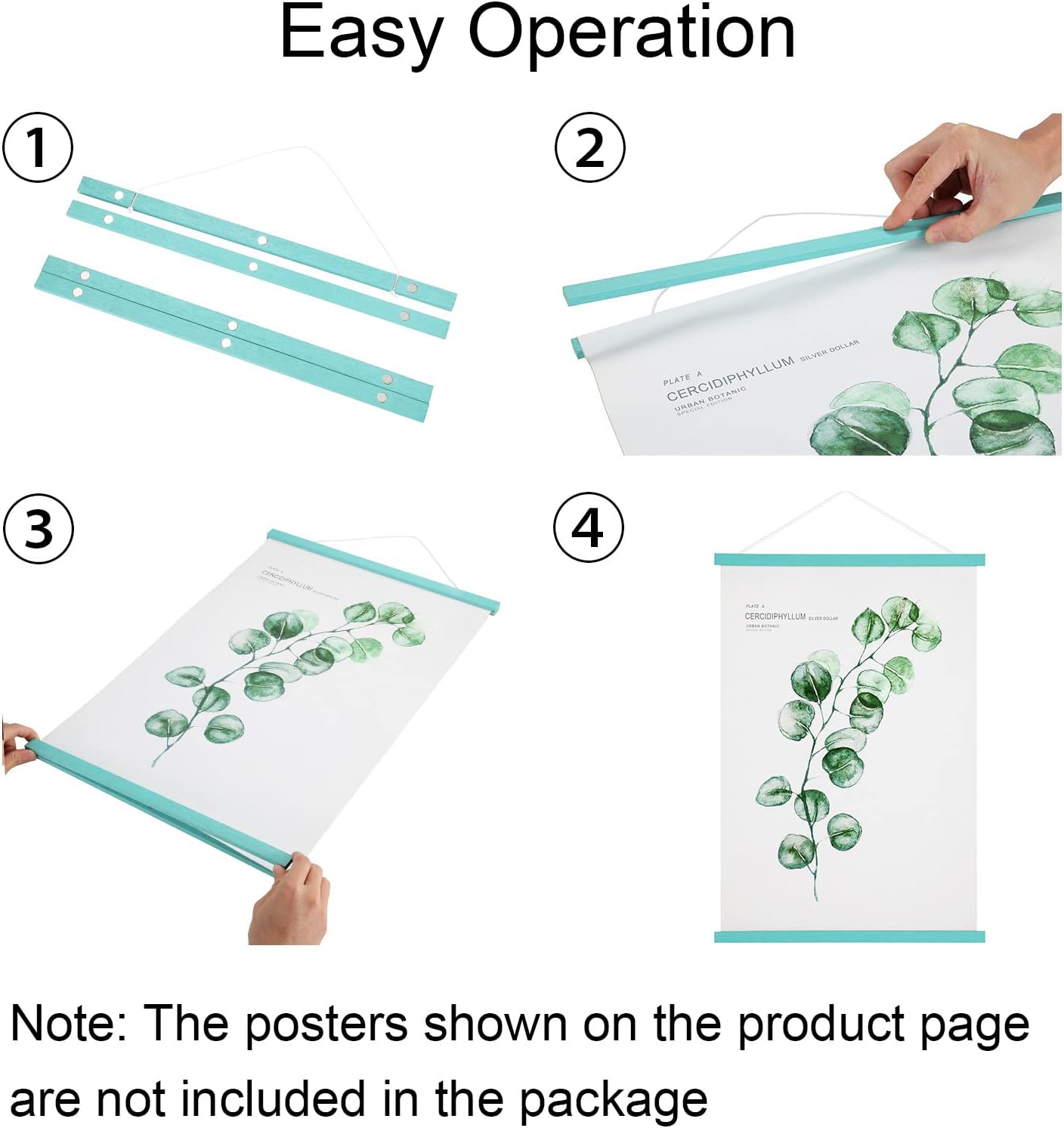 FALAMON Magnetic Poster Hanger Frame, 20x30 20x24 20x28 20x20 Solid Wood Magnetic Frame for Posters, Prints, Photos, Pictures, Maps, Scrolls, and Canvas Artwork (Light Blue, 20")