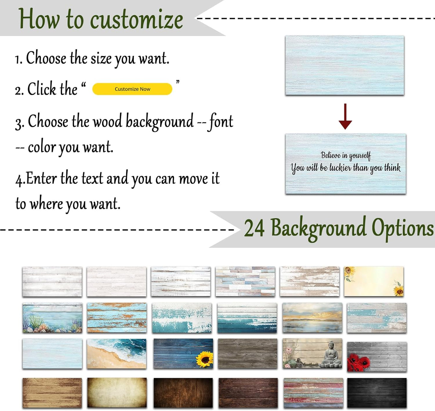 CHAOSETKEN Custom Text Sign Wall Art Personalized Family Quote Wall Decor Family Sign Canvas Prints Customized Wood Text Quote Pictures Rustic Farmhouse Decor Framed (10L x 5W)