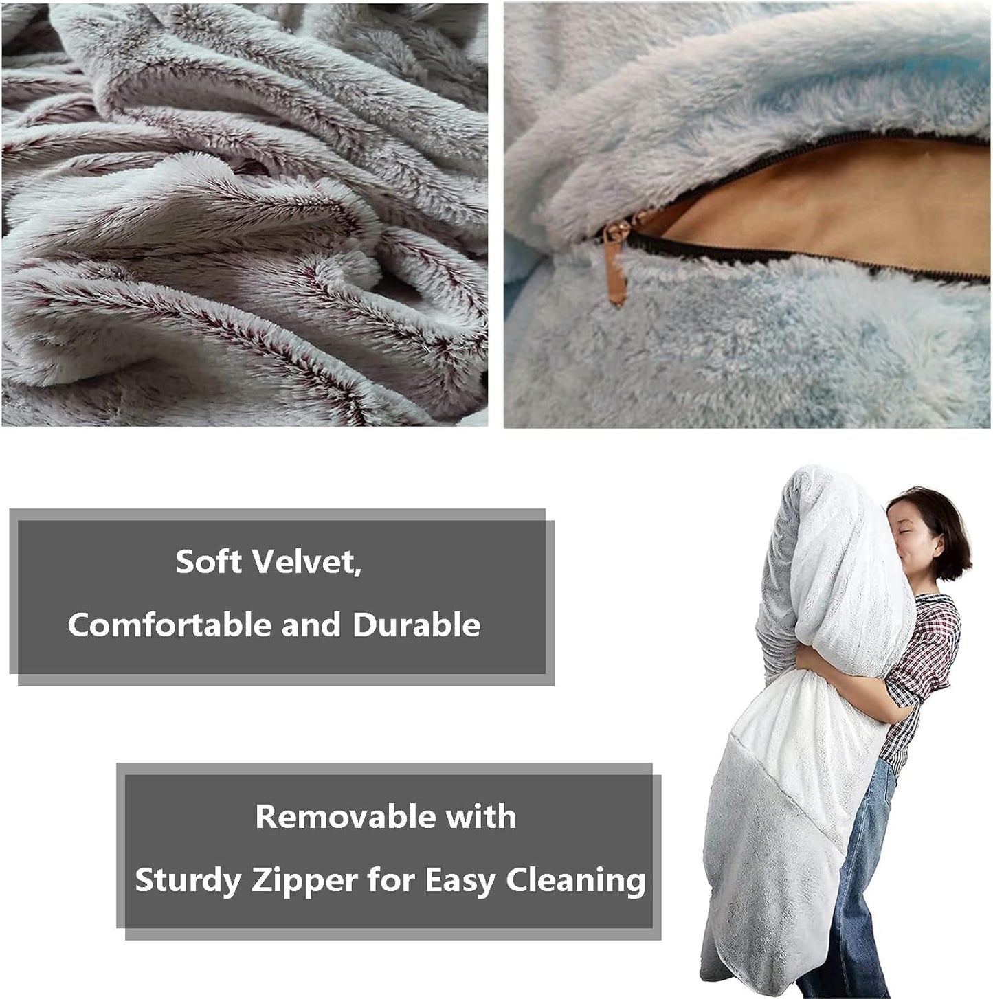 Big Huge Giant Bean Bag Chair for Adults, (No Filler) Bean Bag Chairs in Multiple Sizes and Colors Giant Foam-Filling Required- Machine Washable Covers, Double Stitched Seams (White,6FT)