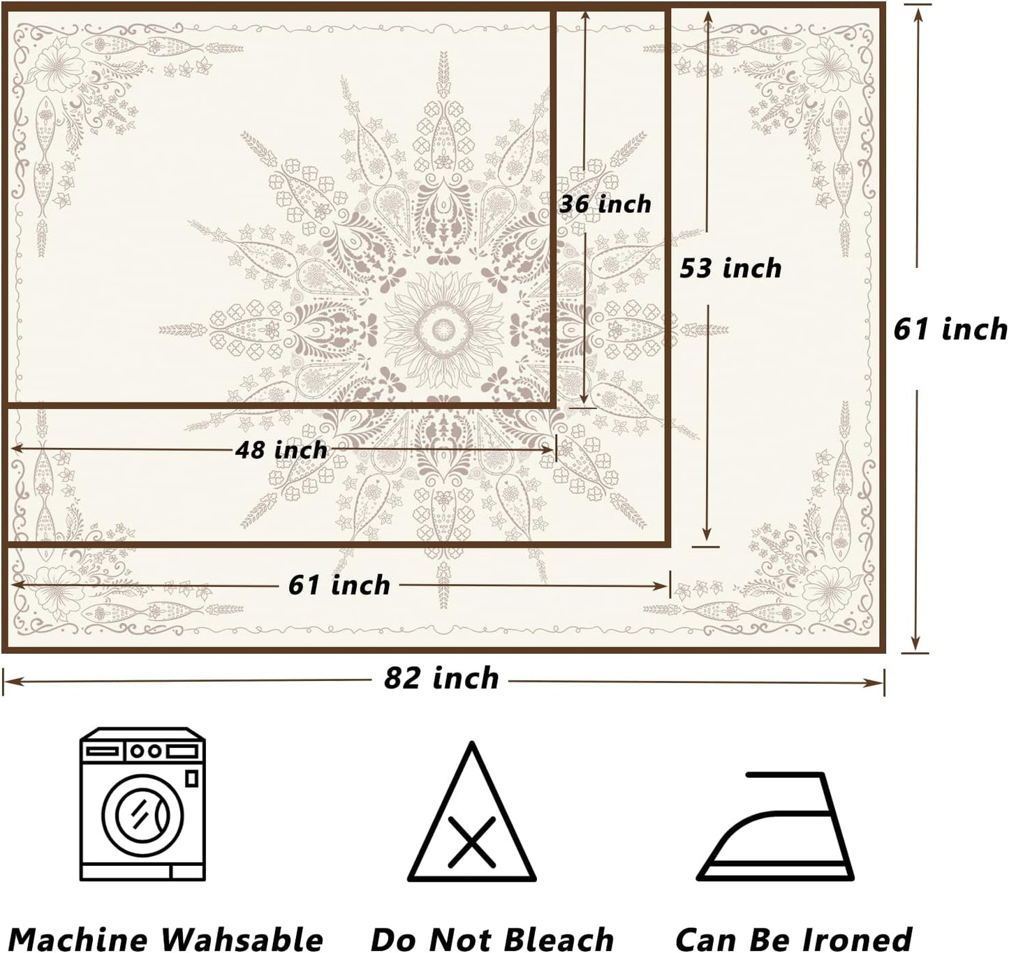 FORATER Floral Bohemian Tapestry, Flower Aesthetic Indian Wall Hanging Boho Tapestries Mandala Room Decor Tapestry for Bedroom Living Room Dorm (Flaxen, 82L x 61W)