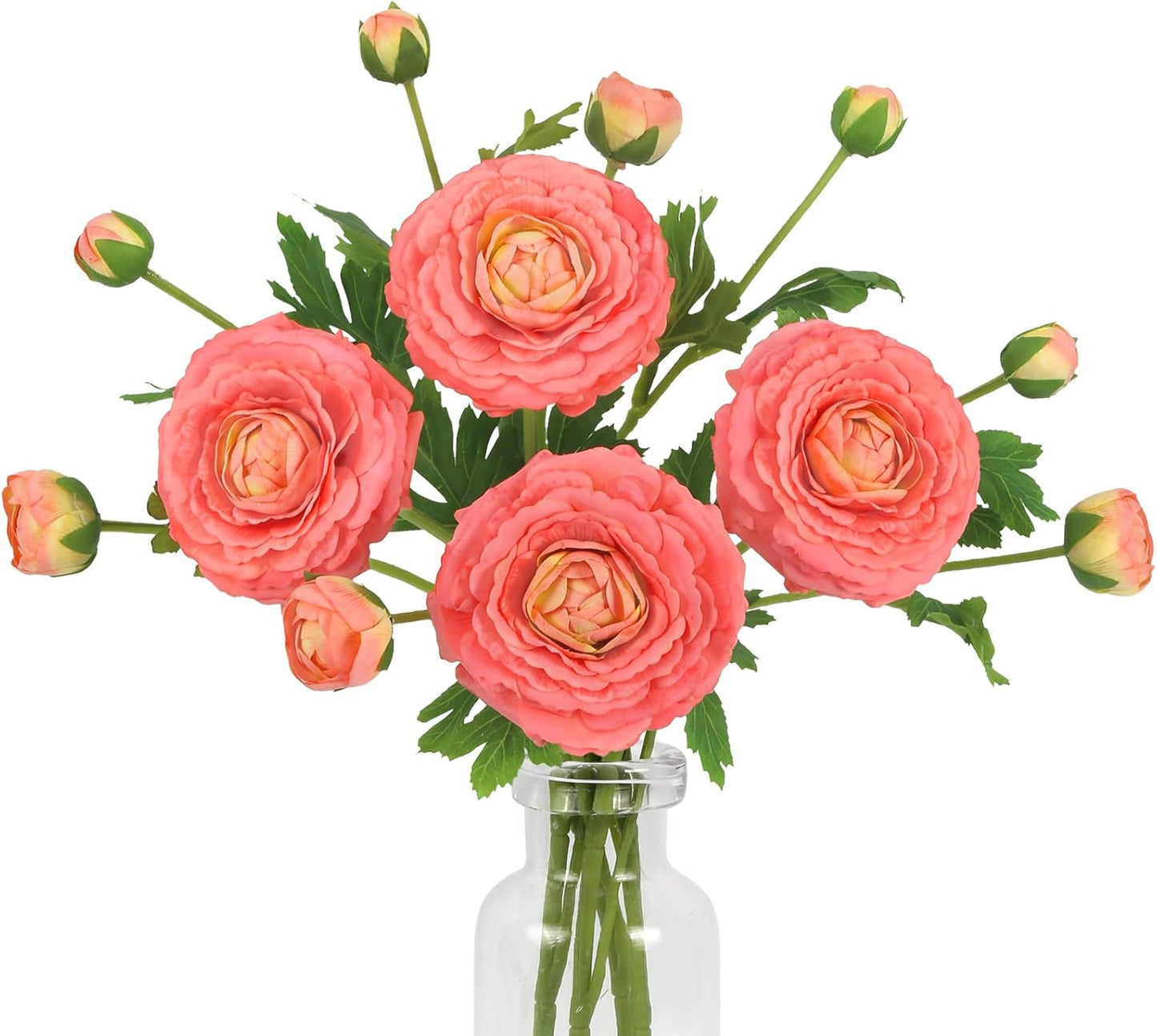 IPOPU 4PCS Real Touch Ranunculus Artificial Flowers Faux Ranunculus Flowers for Vases Real Look Silk Peonies Fake Peony Flowers for Home Indoor Wedding Centerpieces for Table Decorations (Orange)