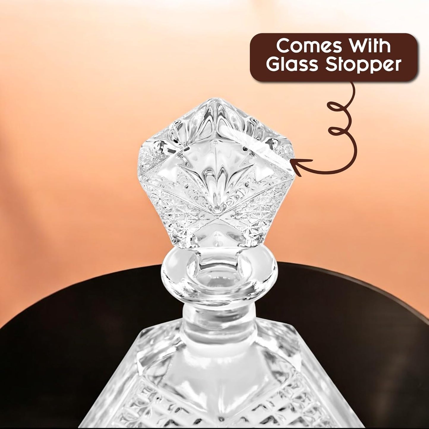 Triangle Whiskey Decanter 650ml – Premium Glass Liquor Decanter with Solid Glass Stopper – Stylish Barware for Bourbon, Scotch & Spirits – Gift-Ready Packaging for Home, Office, Bar, Man Cave Decor
