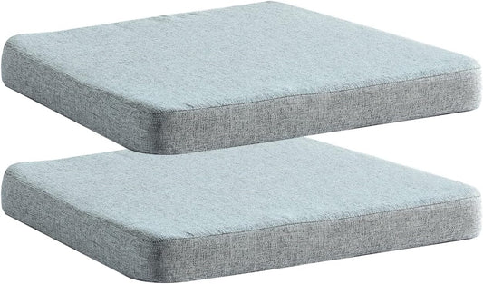 Chair Cushion for Dining Chairs with Ties Non Slip Memory Foam Kitchen Room Chair Pads 2 Pack 17x16 Inch, Light Gray
