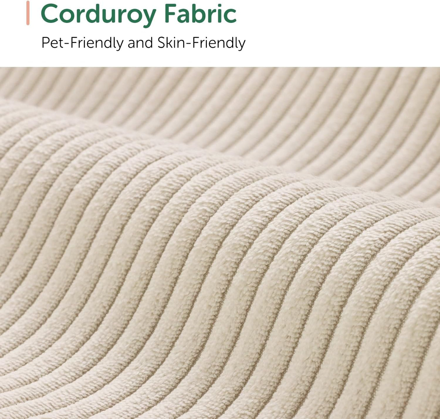 HONBAY Corduroy Sectional Sofa with Storage, U Shape Modular Sectional Sofa with Chaise, Modular Couches for Living Room, Beige