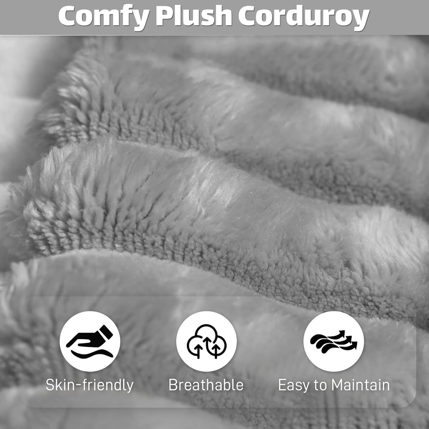 HYJT-H&K Modular Sectional Sofa Cloud Secttional Couch, 107" Comfy L Shaped Couches for Living Room, Deep Seat Memory Foam Fluffy Plush Corduroy Boneless Couch Sectionals Right Facing Sofa Chaise Grey