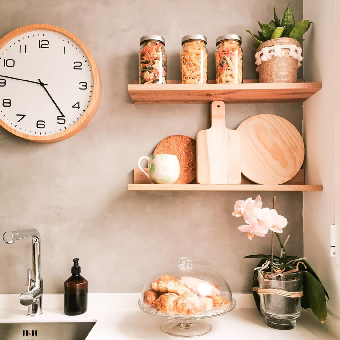 Mobili Fiver, Set of 2 Rachele Shelves, 31.49 in, Rustic Oak, Made in Italy