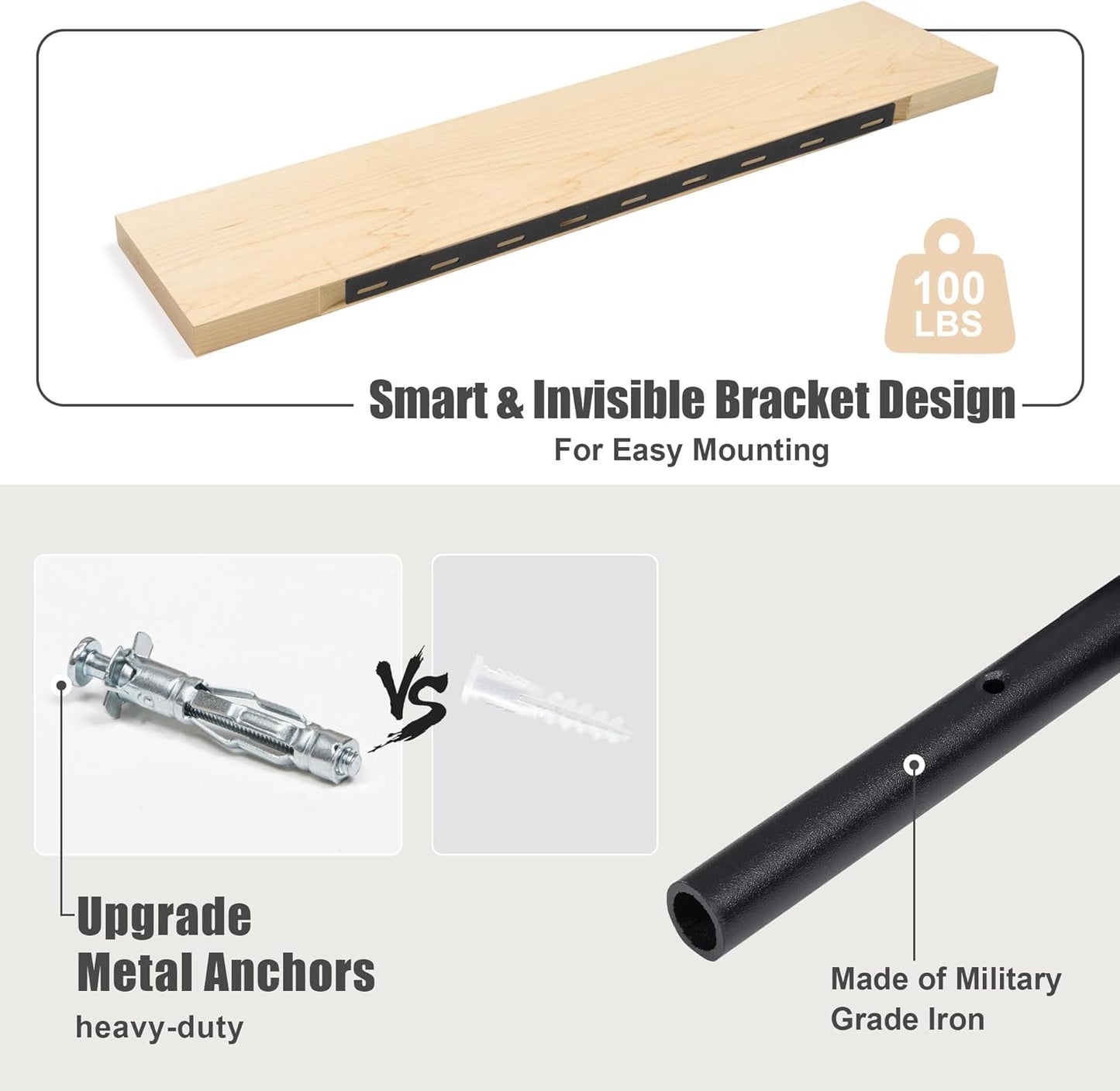 Floating Shelves for Wall, USA-Sourced Maple Wood 48 Inch Long Wall Shelves, Natural Wooden Mounted Picture Ledge Shelf, Nursery Book Storage Shelf Kids Bookshelf, Display Shelf for Bathroom