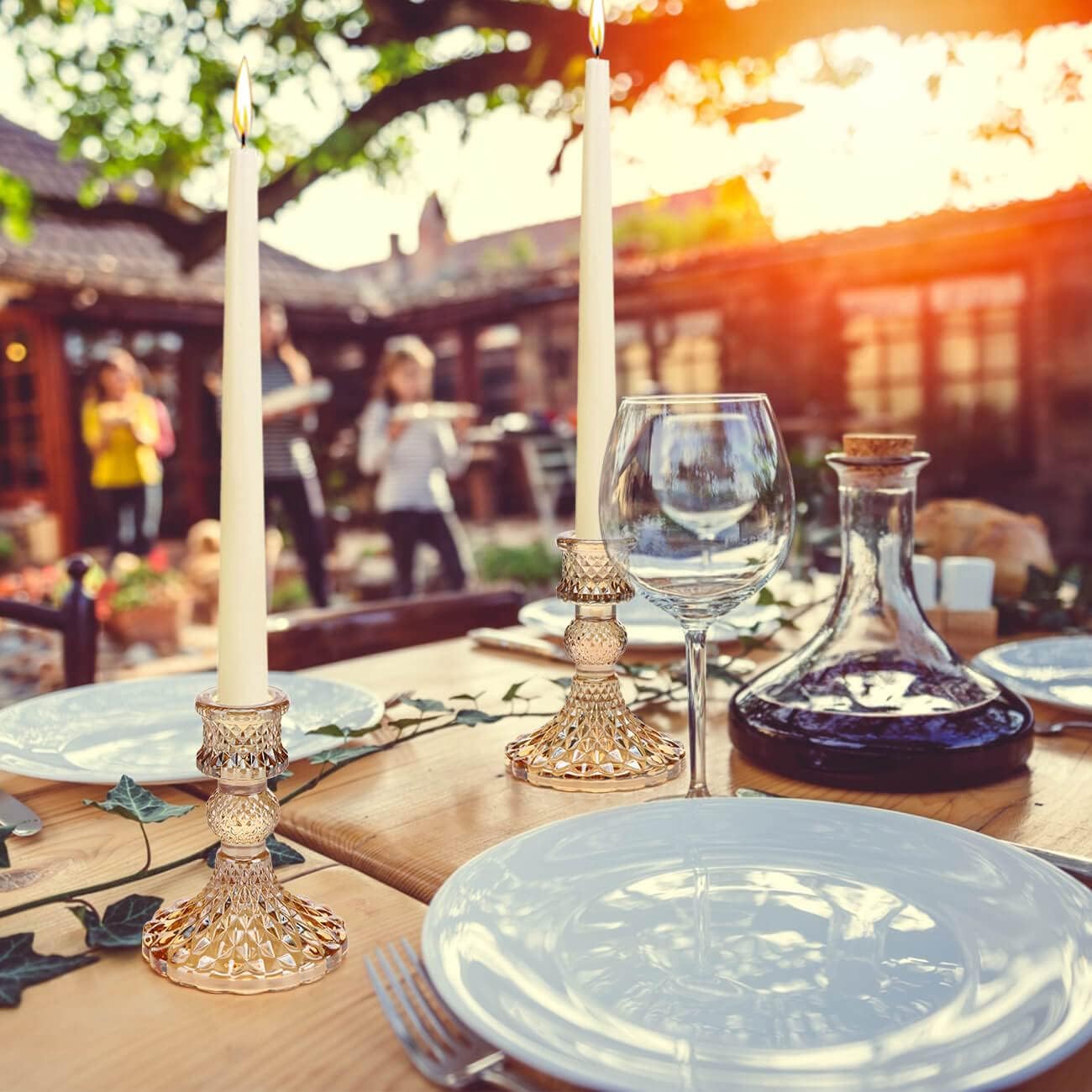 Candlestick Holders Set, 12Pcs 4" H Taper Candle Holders Bulk, Glass Candle Holders for Wedding, Festival, Party & Windowsill Decor, Gold