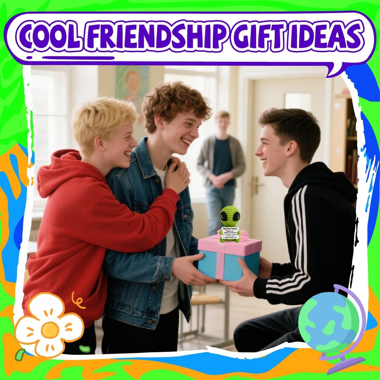 Christmas Unique Long Distance Friendship Gifts Cute Crochet Alien Plush Handmade My Person Fun Figures for Childhood Friends Besties Birthday